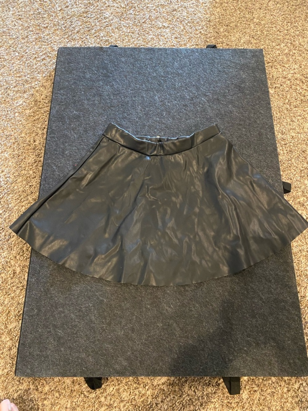 H&M Black Faux Leather Flared Kids Skirt
